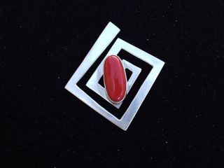 Coral and Silver Pin by Jamie Begay