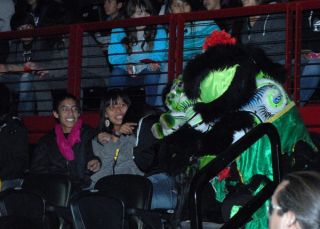 Lion Dancers and students